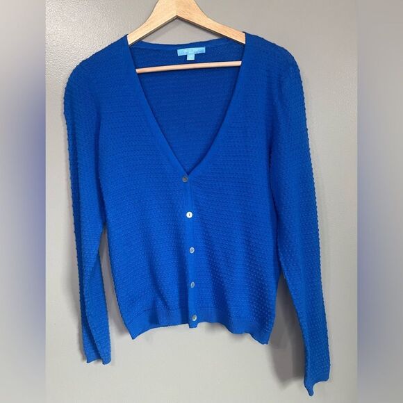Draper James textured cardigan Colbalt blue preppy academia office travel xs - Picture 1 of 7